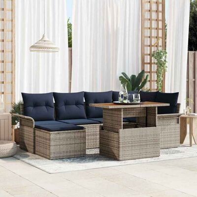 vidaXL Garten-Sofa-Set mit Speicher 7 pcs Grau Poly Rattan - Grau vidaXL Garten-Sofa-Set mit Speicher 7 pcs Grau Poly Rattan - Grau