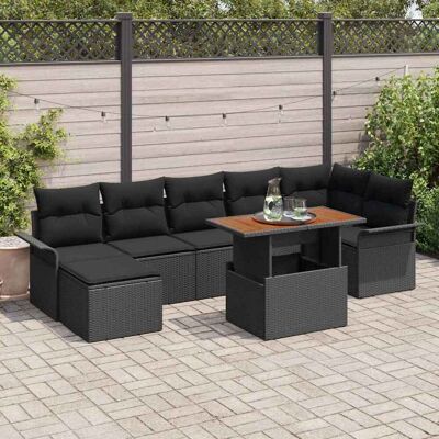 vidaXL Garten-Sofa-Set mit Speicher 8 pcs Schwarz Poly Rattan - Schwarz vidaXL Garten-Sofa-Set mit Speicher 8 pcs Schwarz Poly Rattan - Schwarz