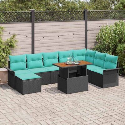 vidaXL Garten-Sofa-Set mit Speicher 9 pcs Schwarz Poly Rattan - Schwarz vidaXL Garten-Sofa-Set mit Speicher 9 pcs Schwarz Poly Rattan - Schwarz