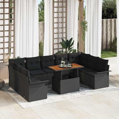 vidaXL Garten-Sofa-Set mit Speicher 10 pcs Schwarz Poly Rattan - Schwarz vidaXL Garten-Sofa-Set mit Speicher 10 pcs Schwarz Poly Rattan - Schwarz