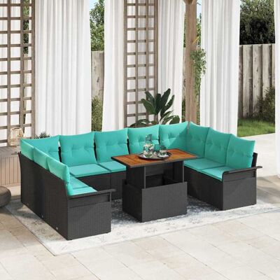 vidaXL Garten-Sofa-Set mit Speicher 10 pcs Schwarz Poly Rattan - Schwarz vidaXL Garten-Sofa-Set mit Speicher 10 pcs Schwarz Poly Rattan - Schwarz