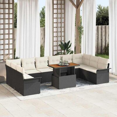 vidaXL Garten-Sofa-Set mit Speicher 9 pcs Schwarz Poly Rattan - Schwarz vidaXL Garten-Sofa-Set mit Speicher 9 pcs Schwarz Poly Rattan - Schwarz