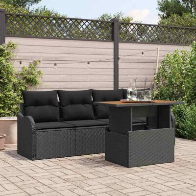 vidaXL Gartensofa-set mit Speicher 5 pcs Schwarz Poly-Rattan - Schwarz vidaXL Gartensofa-set mit Speicher 5 pcs Schwarz Poly-Rattan - Schwarz