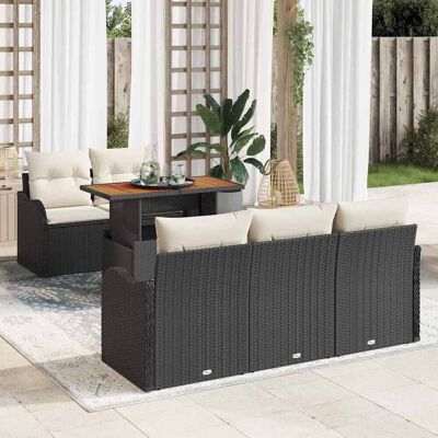 vidaXL Garten-Sofa-Set mit Speicher 6 pcs Schwarz Poly Rattan - Schwarz vidaXL Garten-Sofa-Set mit Speicher 6 pcs Schwarz Poly Rattan - Schwarz