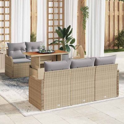 vidaXL Garten-Sofa-Set mit Speicher 6 pcs Beige Poly Rattan - Beige vidaXL Garten-Sofa-Set mit Speicher 6 pcs Beige Poly Rattan - Beige