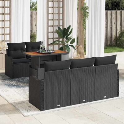 vidaXL Garten-Sofa-Set mit Speicher 6 pcs Schwarz Poly Rattan - Schwarz vidaXL Garten-Sofa-Set mit Speicher 6 pcs Schwarz Poly Rattan - Schwarz