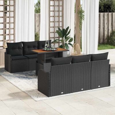 vidaXL Garten-Sofa-Set mit Speicher 7 pcs Schwarz Poly Rattan - Schwarz vidaXL Garten-Sofa-Set mit Speicher 7 pcs Schwarz Poly Rattan - Schwarz