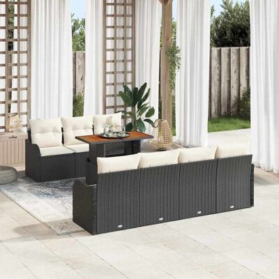 vidaXL Garten-Sofa-Set mit Speicher 8 pcs Schwarz Poly Rattan - Schwarz vidaXL Garten-Sofa-Set mit Speicher 8 pcs Schwarz Poly Rattan - Schwarz