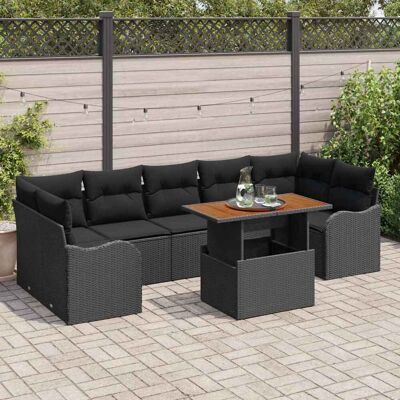 vidaXL Garten-Sofa-Set mit Speicher 8 pcs Schwarz Poly Rattan - Schwarz vidaXL Garten-Sofa-Set mit Speicher 8 pcs Schwarz Poly Rattan - Schwarz