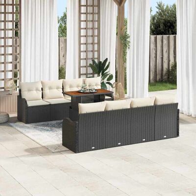 vidaXL Garten-Sofa-Set mit Speicher 9 pcs Schwarz Poly Rattan - Schwarz vidaXL Garten-Sofa-Set mit Speicher 9 pcs Schwarz Poly Rattan - Schwarz