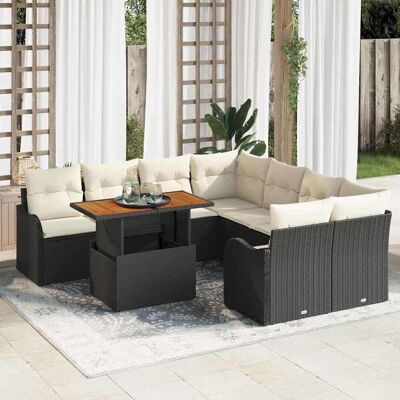 vidaXL Garten-Sofa-Set mit Speicher 9 pcs Schwarz Poly Rattan - Schwarz vidaXL Garten-Sofa-Set mit Speicher 9 pcs Schwarz Poly Rattan - Schwarz