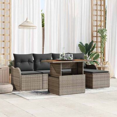 vidaXL Garten-Sofa-Set mit Speicher 6 pcs Grau Poly Rattan - Grau vidaXL Garten-Sofa-Set mit Speicher 6 pcs Grau Poly Rattan - Grau