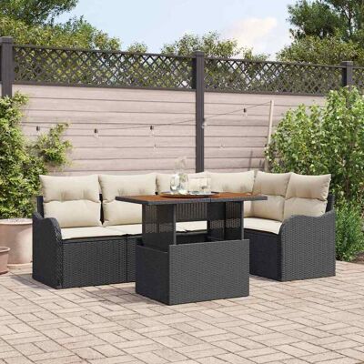 vidaXL Garten-Sofa-Set mit Speicher 6 pcs Schwarz Poly Rattan - Schwarz vidaXL Garten-Sofa-Set mit Speicher 6 pcs Schwarz Poly Rattan - Schwarz