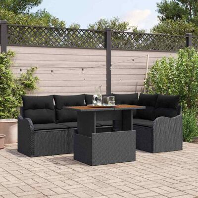vidaXL Garten-Sofa-Set mit Speicher 6 pcs Schwarz Poly Rattan - Schwarz vidaXL Garten-Sofa-Set mit Speicher 6 pcs Schwarz Poly Rattan - Schwarz