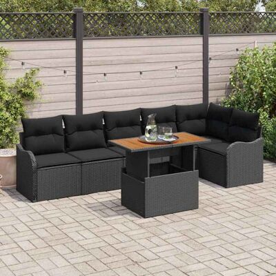 vidaXL Garten-Sofa-Set mit Speicher 7 pcs Schwarz Poly Rattan - Schwarz vidaXL Garten-Sofa-Set mit Speicher 7 pcs Schwarz Poly Rattan - Schwarz