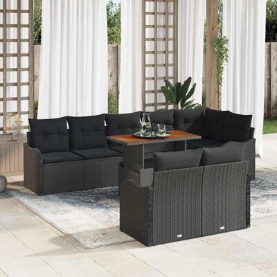 vidaXL Garten-Sofa-Set mit Speicher 9 pcs Schwarz Poly Rattan - Schwarz vidaXL Garten-Sofa-Set mit Speicher 9 pcs Schwarz Poly Rattan - Schwarz