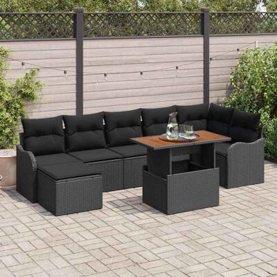 vidaXL Garten-Sofa-Set mit Speicher 8 pcs Schwarz Poly Rattan - Schwarz vidaXL Garten-Sofa-Set mit Speicher 8 pcs Schwarz Poly Rattan - Schwarz