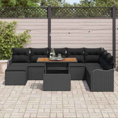 vidaXL Garten-Sofa-Set mit Speicher 9 pcs Schwarz Poly Rattan - Schwarz vidaXL Garten-Sofa-Set mit Speicher 9 pcs Schwarz Poly Rattan - Schwarz