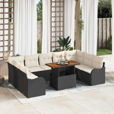 vidaXL Garten-Sofa-Set mit Speicher 10 pcs Schwarz Poly Rattan - Schwarz vidaXL Garten-Sofa-Set mit Speicher 10 pcs Schwarz Poly Rattan - Schwarz