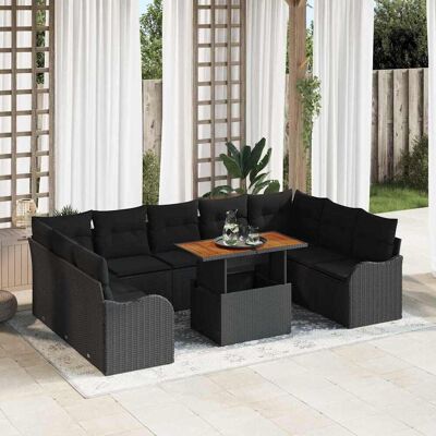 vidaXL Garten-Sofa-Set mit Speicher 10 pcs Schwarz Poly Rattan - Schwarz vidaXL Garten-Sofa-Set mit Speicher 10 pcs Schwarz Poly Rattan - Schwarz