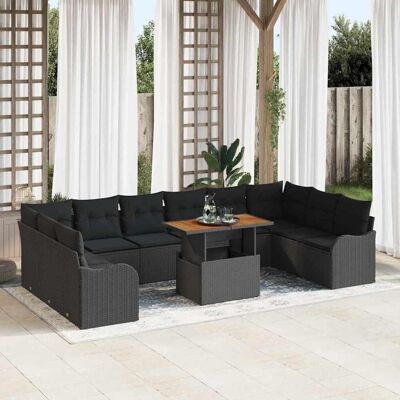 vidaXL Garten-Sofa-Set mit Speicher 11 pcs Schwarz Poly Rattan - Schwarz vidaXL Garten-Sofa-Set mit Speicher 11 pcs Schwarz Poly Rattan - Schwarz
