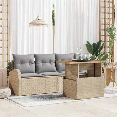 vidaXL Garten-Sofa-Set mit Speicher 5 pcs Beige Poly Rattan - Beige vidaXL Garten-Sofa-Set mit Speicher 5 pcs Beige Poly Rattan - Beige