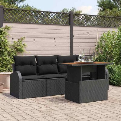 vidaXL Garten-Sofa-Set mit Speicher 5 pcs Schwarz Poly Rattan - Schwarz vidaXL Garten-Sofa-Set mit Speicher 5 pcs Schwarz Poly Rattan - Schwarz