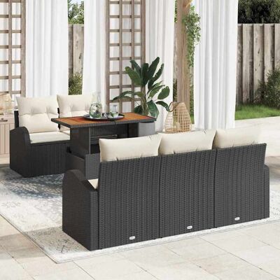 vidaXL Garten-Sofa-Set mit Speicher 6 pcs Schwarz Poly Rattan - Schwarz vidaXL Garten-Sofa-Set mit Speicher 6 pcs Schwarz Poly Rattan - Schwarz