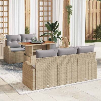 vidaXL Garten-Sofa-Set mit Speicher 6 pcs Beige Poly Rattan - Beige vidaXL Garten-Sofa-Set mit Speicher 6 pcs Beige Poly Rattan - Beige