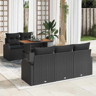 vidaXL Garten-Sofa-Set mit Speicher 6 pcs Schwarz Poly Rattan - Schwarz vidaXL Garten-Sofa-Set mit Speicher 6 pcs Schwarz Poly Rattan - Schwarz