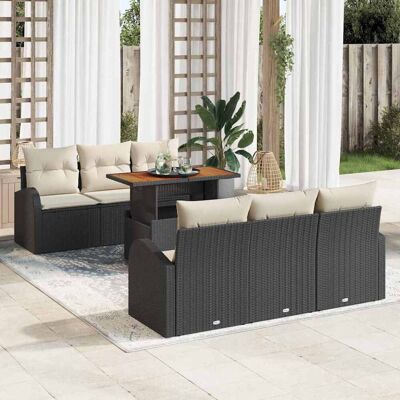 vidaXL Garten-Sofa-Set mit Speicher 7 pcs Schwarz Poly Rattan - Schwarz vidaXL Garten-Sofa-Set mit Speicher 7 pcs Schwarz Poly Rattan - Schwarz