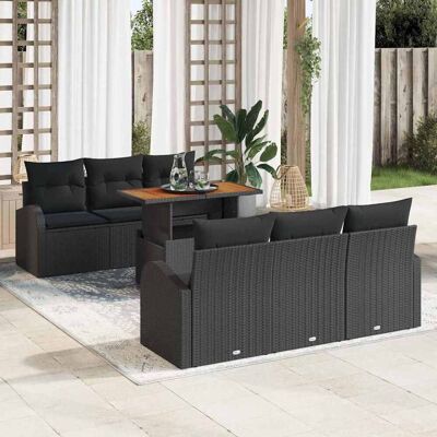 vidaXL Garten-Sofa-Set mit Speicher 7 pcs Schwarz Poly Rattan - Schwarz vidaXL Garten-Sofa-Set mit Speicher 7 pcs Schwarz Poly Rattan - Schwarz