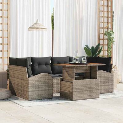 vidaXL Garten-Sofa-Set mit Speicher 7 pcs Grau Poly Rattan - Grau vidaXL Garten-Sofa-Set mit Speicher 7 pcs Grau Poly Rattan - Grau