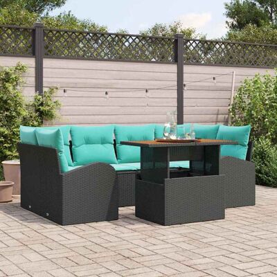 vidaXL Garten-Sofa-Set mit Speicher 7 pcs Schwarz Poly Rattan - Schwarz vidaXL Garten-Sofa-Set mit Speicher 7 pcs Schwarz Poly Rattan - Schwarz
