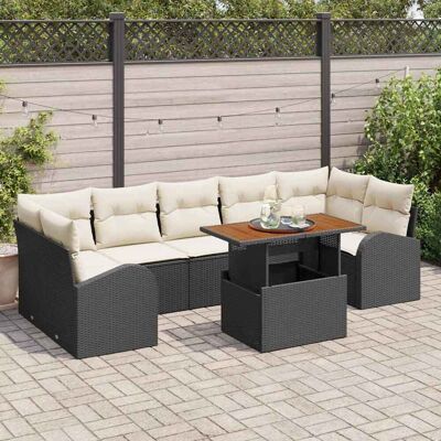 vidaXL Garten-Sofa-Set mit Speicher 8 pcs Schwarz Poly Rattan - Schwarz vidaXL Garten-Sofa-Set mit Speicher 8 pcs Schwarz Poly Rattan - Schwarz