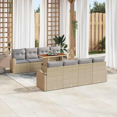 vidaXL Garten-Sofa-Set mit Speicher 9 pcs Beige Poly Rattan - Beige vidaXL Garten-Sofa-Set mit Speicher 9 pcs Beige Poly Rattan - Beige