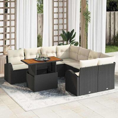 vidaXL Garten-Sofa-Set mit Speicher 9 pcs Schwarz Poly Rattan - Schwarz vidaXL Garten-Sofa-Set mit Speicher 9 pcs Schwarz Poly Rattan - Schwarz