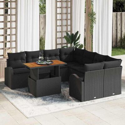 vidaXL Garten-Sofa-Set mit Speicher 9 pcs Schwarz Poly Rattan - Schwarz vidaXL Garten-Sofa-Set mit Speicher 9 pcs Schwarz Poly Rattan - Schwarz