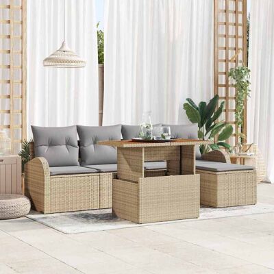 vidaXL Garten-Sofa-Set mit Speicher 6 pcs Beige Poly Rattan - Beige vidaXL Garten-Sofa-Set mit Speicher 6 pcs Beige Poly Rattan - Beige