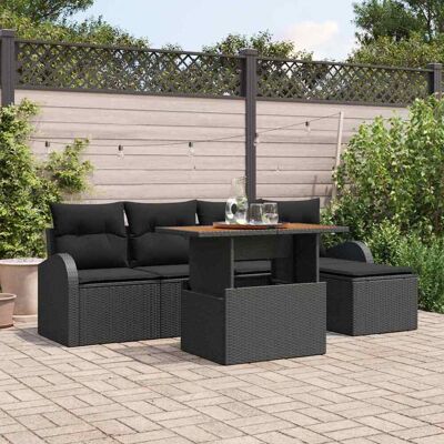 vidaXL Garten-Sofa-Set mit Speicher 6 pcs Schwarz Poly Rattan - Schwarz vidaXL Garten-Sofa-Set mit Speicher 6 pcs Schwarz Poly Rattan - Schwarz