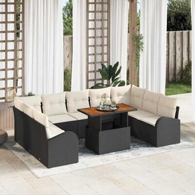 vidaXL Garten-Sofa-Set mit Speicher 10 pcs Schwarz Poly Rattan - Schwarz vidaXL Garten-Sofa-Set mit Speicher 10 pcs Schwarz Poly Rattan - Schwarz