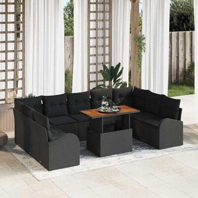 vidaXL Garten-Sofa-Set mit Speicher 10 pcs Schwarz Poly Rattan - Schwarz vidaXL Garten-Sofa-Set mit Speicher 10 pcs Schwarz Poly Rattan - Schwarz