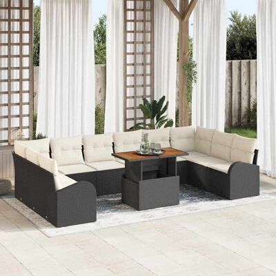 vidaXL Garten-Sofa-Set mit Speicher 11 pcs Schwarz Poly Rattan - Schwarz vidaXL Garten-Sofa-Set mit Speicher 11 pcs Schwarz Poly Rattan - Schwarz