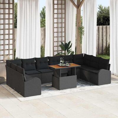 vidaXL Garten-Sofa-Set mit Speicher 11 pcs Schwarz Poly Rattan - Schwarz vidaXL Garten-Sofa-Set mit Speicher 11 pcs Schwarz Poly Rattan - Schwarz