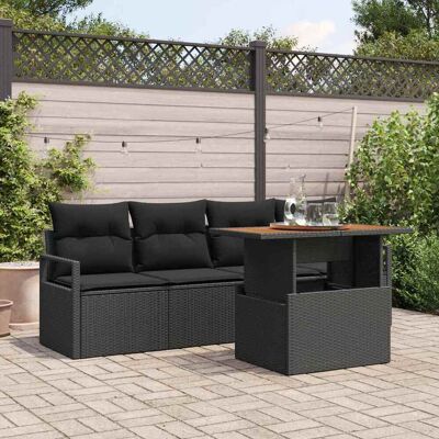 vidaXL Garten-Sofa-Set mit Speicher 5 pcs Schwarz Poly Rattan - Schwarz vidaXL Garten-Sofa-Set mit Speicher 5 pcs Schwarz Poly Rattan - Schwarz