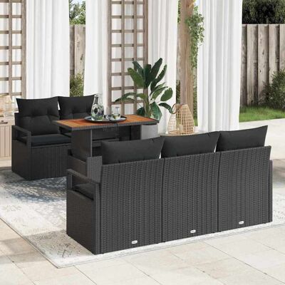 vidaXL Garten-Sofa-Set mit Speicher 6 pcs Schwarz Poly Rattan - Schwarz vidaXL Garten-Sofa-Set mit Speicher 6 pcs Schwarz Poly Rattan - Schwarz