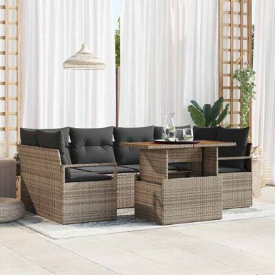 vidaXL Garten-Sofa-Set mit Speicher 7 pcs Grau Poly Rattan - Grau vidaXL Garten-Sofa-Set mit Speicher 7 pcs Grau Poly Rattan - Grau