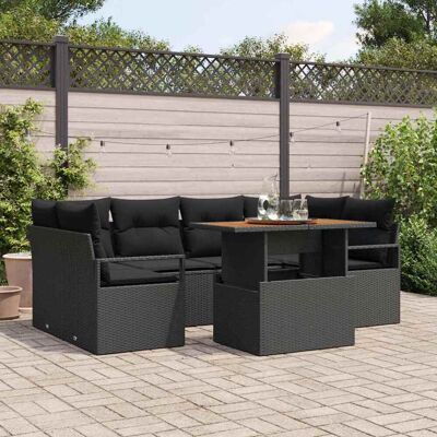 vidaXL Garten-Sofa-Set mit Speicher 7 pcs Schwarz Poly Rattan - Schwarz vidaXL Garten-Sofa-Set mit Speicher 7 pcs Schwarz Poly Rattan - Schwarz