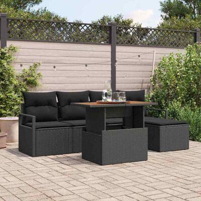 vidaXL Garten-Sofa-Set mit Speicher 6 pcs Schwarz Poly Rattan - Schwarz vidaXL Garten-Sofa-Set mit Speicher 6 pcs Schwarz Poly Rattan - Schwarz