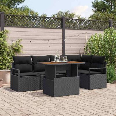 vidaXL Garten-Sofa-Set mit Speicher 6 pcs Schwarz Poly Rattan - Schwarz vidaXL Garten-Sofa-Set mit Speicher 6 pcs Schwarz Poly Rattan - Schwarz